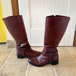 Etienne Aigner leather burgundy riding boot